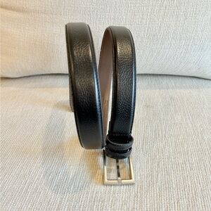 Men's Black Full Grain Leather Belt Size 36 Silver Buckle